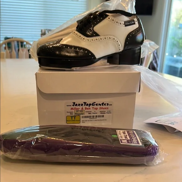 Miller & Ben Black and White Tap Shoes - Picture 1 of 4